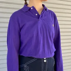 【90's】Polo by Ralph Lauren ロングスリーブポロシャツ　長袖　ポロバイラルフローレン　USA古着　パープル