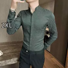 [2XL]メンズ ファッション 服 用 オシャレ シンプル 大人 かっこいい 大きいサイズ ストリート 紳士服 スタンドカラー 花柄 シャツ 長袖 ハイエンド カジュアル プリント
