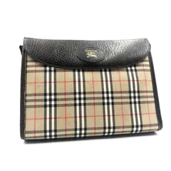 ■極美品■希少シャドーホース■Burberrys バーバリー　クラッチバッグ　セカンドバッグ　パーティーバッグ　ノバチェック+シャドーホース総柄　キャンバス×レザー　ホースマークロゴプレート　ベージュ×ブラウン　ゴールド金具　ユニセックス