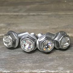 ステンレス＆クリスタルガラス 高耐久性  スワロフスキー ナンバーボルト 4本