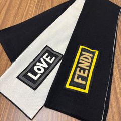 ◎FENDI フェンディ マフラー ロゴ ウール イエロー ユニセックス ブラック ホワイト