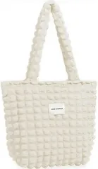 Chicer ポップコーンバッグ マザーズバッグ ショルダー 大容量 トート キルティングバッグ レディース トートバッグ ショルダーバッグ 可愛い 軽量 おしゃれ 通勤バッグ 通学バッグ 出産祝い ママ用(ホワイト)