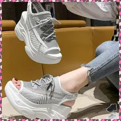 送料無料 オープントゥスポーティーサンダル 厚底靴 レディース レースアップスニーカーサンダル ボリューム感 コンフォートサンダル カジュアル バルキーソール夏靴 美脚脚長 歩きやすいシューズ 軽量くつ おしゃれ 身長盛れるスポサン