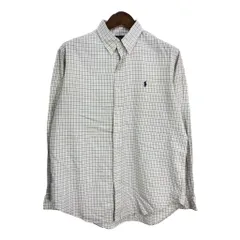 RALPH LAUREN ラルフローレン ボタンダウン 長袖シャツ チェック ホワイト (メンズ L) 中古 古着 R8993
