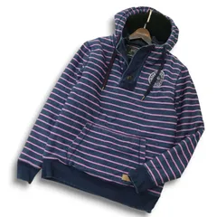 RUSTY ラスティ 秋冬 裏ボア★ ボーダー プルオーバー パーカー フーディー Sz.L メンズ