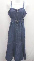 ◇ Θ one way ワンウェイ デニム ウエストベルト キャミソール ロング ワンピース サイズF ネイビー レディース E  【1507030014872】