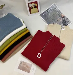 ハーフジップ セーター ハーフタートルネック 韓国系