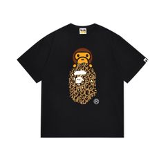 【A BATHING APE 】 2色選択可能  アベイシングエイプ 大人気 BAPEＴシャツ  男女兼用 春夏  半袖 黒 白 ブラック ホワイト ZXC167