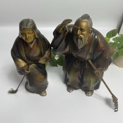 高砂人形　老夫婦像　彫刻　置物　マンモス　光月 高砂人形 老夫婦像 彫刻 置物 マンモス 光月
