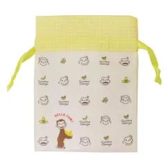【メール便】おさるのジョージ 巾着袋 巾着ポーチ イエロー ティーズファクトリー 小物入れ 絵本キャラクター グッズ 