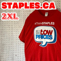 【ビッグサイズ】ステーブルズカナダ　企業　文房具　オフィス用品　Tシャツ　2XL　レッド　カナダ古着　MTTS2309-94