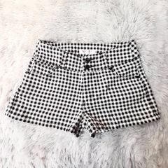 コルザ COLZA【S】ショートパンツ 黒/白 チェック柄 綿100素材 カジュアル ファッショナブル