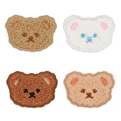 【数量限定】ワッペン 刺繍シール アイロン不要 MUNCVY アップリケ DIY服 くまさん 熊 動物 モチーフ カワイイ 装飾 男の子 女の子 保育園 幼稚園 パッチ 補修 4枚セット 衣類 浴衣 手袋 手帳 飾り 11