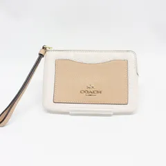 ☆1070　COACH　コーチ　リストレット　ポーチ　コインケース　白ベージュ　F73061