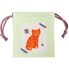 ミニミニ 巾着 ｸﾞﾘｰﾝ【■ECOUTE！】 小物入れ 猫 袋