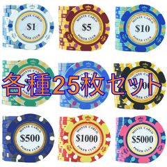 モンテカルロポーカーチップ★687枚★ ポーカー/カジノ/ゴルフマーカー/チップ 各種25枚いずれか1セット・複数セット売りも可能（別ページ