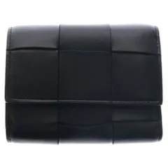 BOTTEGA VENETA (ボッテガヴェネタ) イントレチャート カセット コンパクトウォレット 黒 レザー 三つ折り財布