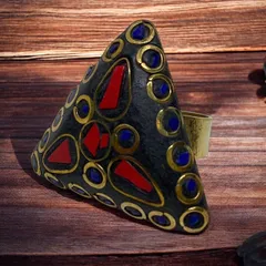 指輪 リング オニキス 三角形 コーラル 25号 インディアンジュエリー アクセサリー ビンテージ 50s ~ 60s 70s 80s 90S ナバホ族 サントドミンゴ族 天然石 メンズ レディス 一点物 アンティーク  1300 p10/