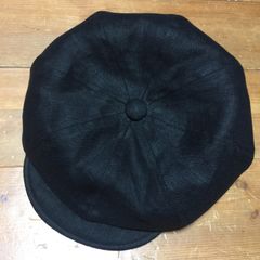 ハンドメイド キャスケット ブラックリネン サイズオーダー　男女兼用　ココナッツ