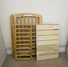 カトージ ベビーベッド ハイポジションミニベッド アーチ ナチュラル 寝台サイズ90×60 収納用板付き 新生児OK クリーニング済み D37000tのサムネイル