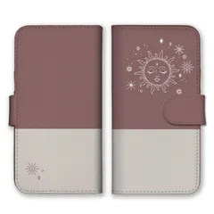 iPhone14Pro ケース 手帳型 アイフォン14 プロ スマホケース 携帯ケース 月 太陽 月と太陽 タロットカード 韓国 天体 くすみカラー おしゃれ ベージュ バイカラー カラー01