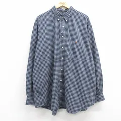 XL/古着 ラルフローレン 長袖 ブランド シャツ メンズ ワンポイントロゴ 大きいサイズ ロング丈 コットン ボタンダウン グレー他 ギンガム 