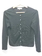 ◇ ⊇ 組曲 クミキョク ウール100% 長袖 ニット カーディガン サイズ2 ブラック レディース メンズ E  【1506250009279】