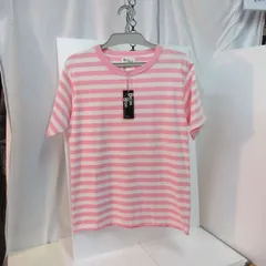 ヘビーウエイト　ボーダー　半袖Tシャツ　M　ピンク//シロ
