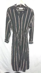 ◇ AZUL BY MOUSSY ボーダー柄 長袖 ロング丈 ワンピース サイズM ブラック ホワイト ブラウン レディース E  【1407180014770】