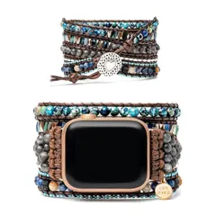 【人気商品】[ 天然石×ハンドメイド Sサイズ 多重巻きバンド エンペラーストーン 1) ラップブレスレット / Ultra2 ドレッシー 10-1SE (Series リストバンド 38-49mm ] （アップルウォッチ） セリーンオーシャン レディース W