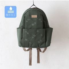 はっ水加工　軽量　フラワー刺繍　B5　11ポケット　ミニリュック　【カーキ】　通勤通学　おしゃれ　かわいい　送料込み