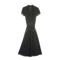 LAUREN RALPH LAUREN (ローレンラルフローレン) ポリエステル ベルト ロング 半袖ワンピース ブラック レディース