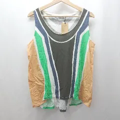 ◇ ⊂◎●未使用● mansart 綿100% ノースリーブ タンクトップ サイズ9 グリーン ホワイト オレンジ レディース E  【1503060042380】
