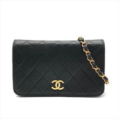 良品 CHANEL シャネル ココマーク ミニ マトラッセ プッシュロック チェーン ショルダー バッグ 鞄 かばん ブラック 黒 m14120