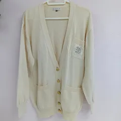 [BURBERRY]バーバリー 金ボタン カーディガン M コットン  ベージュ（H1-8，カ）