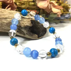 ターコイズ×キャッツアイ×水晶×ジェイド パワーストーン ブレスレット8mm　レディース  ●