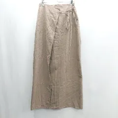◇ Θ LAUIR ウエスト紐付き スリット加工 ロング丈 フレア スカート サイズXL ライトブラウン系 レディース E  【1501230049733】