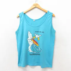 M/古着 スクリーンスターズ ビンテージ タンクトップ メンズ 80s サーフィン 水色 25jun06 中古