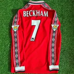 1998/1999 マンチェスター・ユナイテッド本拠地の長袖サッカーユニフォーム 7番 BECKHAM