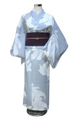 撫松庵　ゆかた　おぼろ金魚　ウスグレー　お仕立て上がり　ポリエステル100％　東レ　セオα