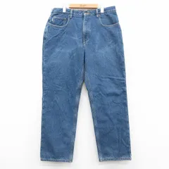 W36/古着 カーハート ジーンズ メンズ コットン 紺 ネイビー デニム 内側フリース 25sep27 中古 ボトムス ジーパン Gパン ロング パンツ