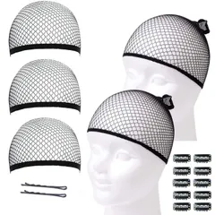 【新着商品】JP193 フリーサイズ ネット 髪束ね 痛くない ヘアネット ブラック 男女兼用 メンズ メッシュ ウィッグキャップ shefun 5個セット 黒 筒型 コスプレ ウィッグネット