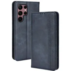 Galaxy S23 Ultra ケース 手帳 SC-52D SCG20 ギャラクシーs23 ウルトラ  チェック柄 合革 レトロ 手帳 ケース 【Color】 ネイビーのサムネイル