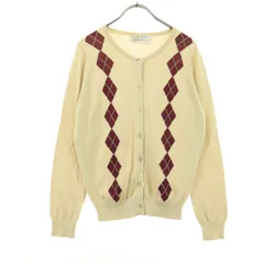 美品 JOHN SMEDLEY ジョンスメドレー 80s ヴィンテージ 英国製 アーガイル柄 長袖 ニットカーディガン S クリーム レディース 古着