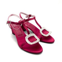 ロジェヴィヴィエ Roger vivier ビジュー サンダル サテン ピンク 35 1/2サイズ 約22.5cm レディース【中古】