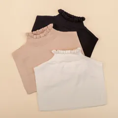 付け襟 ニットつけ襟 ハイネック レディース ネックウォーマー フリルネック ニットえり 首元 おしゃれ タートルネック 重ね着風 レイヤード 保温