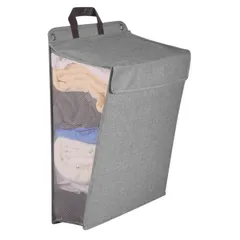 グレー Annhua ランドリー バスケット 折りたたみ 洗濯かご 蓋付きランドリーバスケット 壁掛け 洗濯カゴ 大容量 折りたたみ洗濯かご 洗濯ものかご フック付き 取っ手付き 軽量 持ち運び便利 スリム グレー