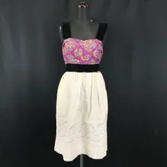 SEE BY CHLOE★シルク100%/ノースリーブ/ひざ丈ワンピース【36/S/パープル×ホワイト】シーバイクロエ◆BG307<sale>