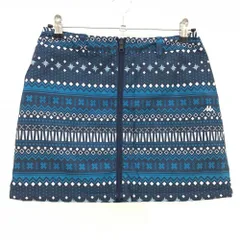 【超美品】カッパ 中綿リバーシブルスカート ネイビー×ターコイズブルー ノルディック調 センタージップ レディース L ゴルフウェア Kappa