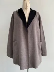 【最終値下げ】mao made /ダブルフェイスフードジャケット 041140  10モカブラウン×ブラックのサムネイル
